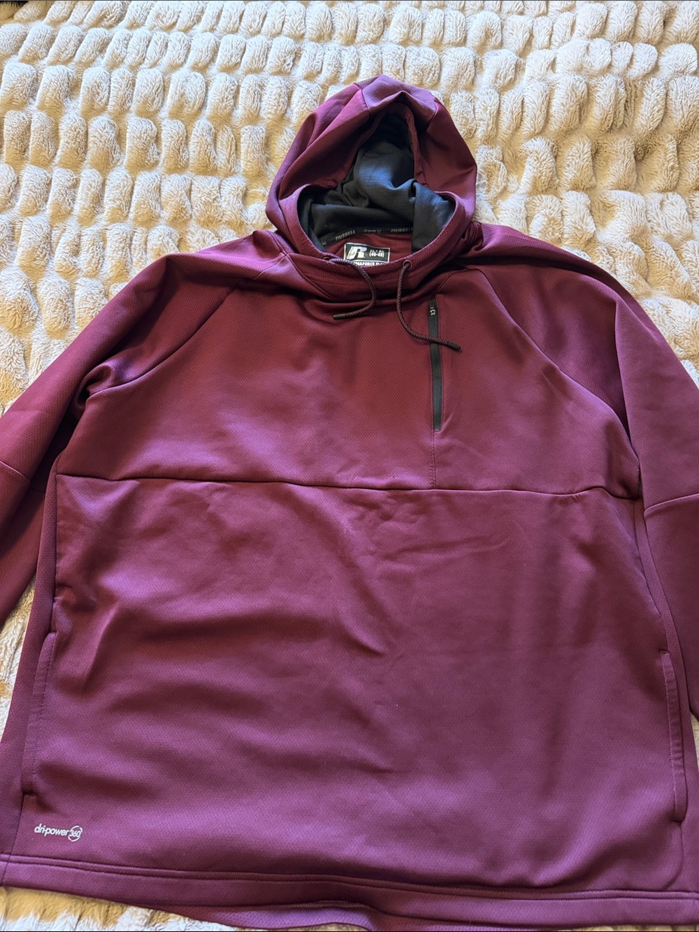 Russell Athletic Men's Maroon Pullover Hoodie with Zip Chest Pocket